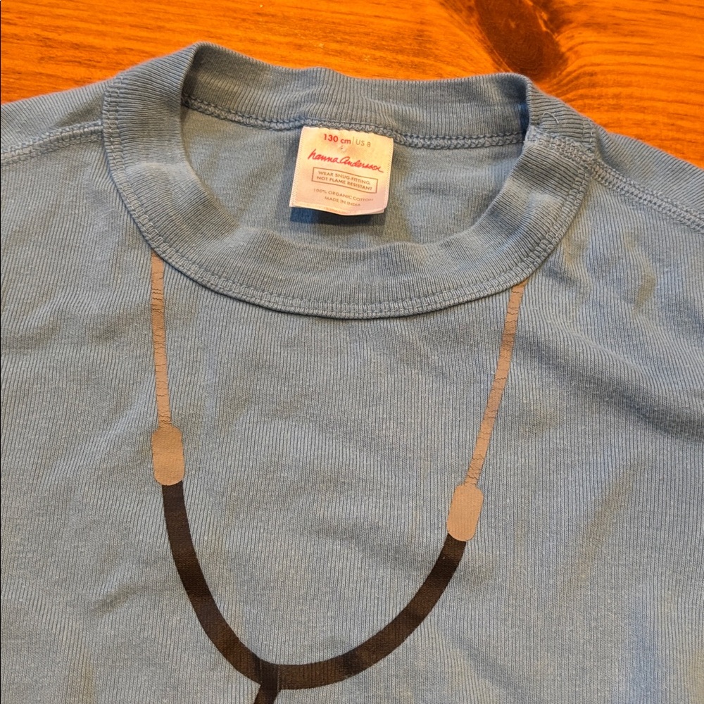 HANNA ANDERSSON 130 Blue Organic Doctor Nurse Applique Pajama Top L/S - Picture 4 of 4